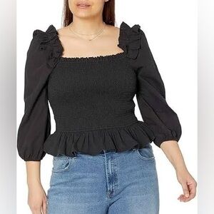 The Drop Women's Marisol Long-Sleeve Ruffle Smocked Top